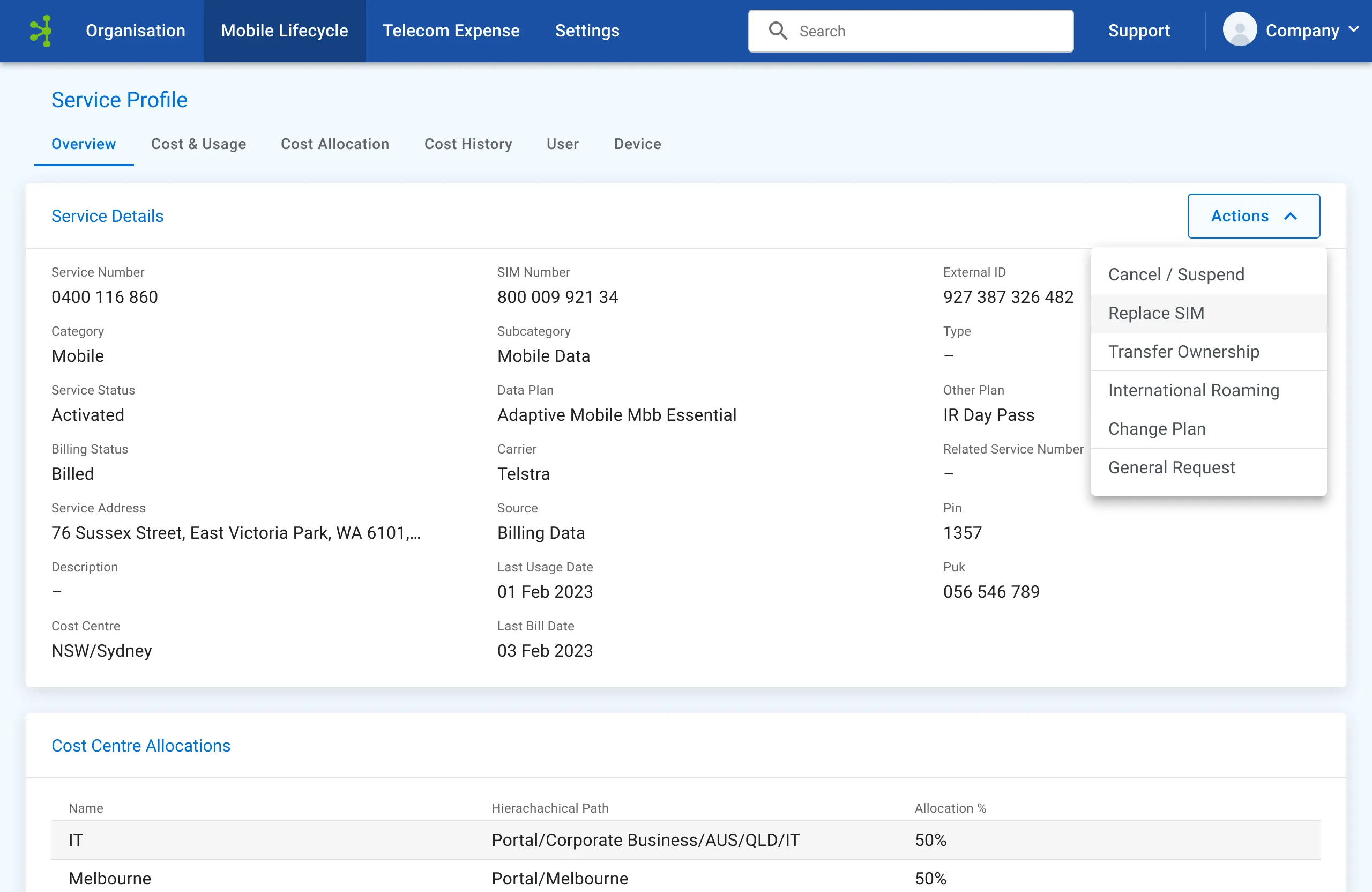Service Management – Mobility Lifecycle Management